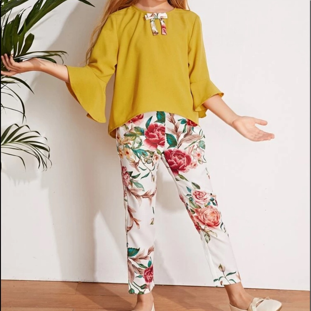 Girls Bow Sleeve Pants set